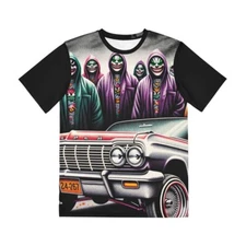 All Over Print T Shirt Chicano Cholo Joker Clown Lowrider Homie Gangster Retro