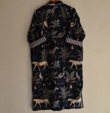 Indian Schwarz Braut Kimono Bademantel Dusche Kleid Tiger Samt