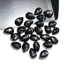 Natural Black Star Diopside Pear Cabochon Loose Gemstone 37 Pcs 7 10 mm 100 CT