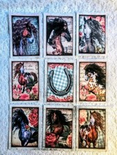 Set of 9 Cards Vintage Wild Horses Pocket Pen Pal Cards only Scrapbooking 193N