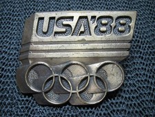 1988 USA OLYMPICS CUT OUT BELT BUCKLE VINTAGE RARE COOL FREE SHIPPING