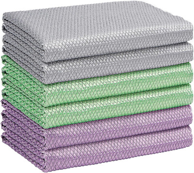 HOMEXCEL Microfiber Glass Cleaning Cloths-6PK 16x14 Lint Free Window Cleani...