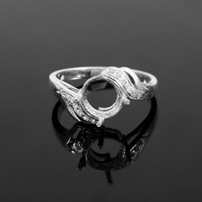 Semi Mount Ring 925 Sterling Silver Jewelry Stone Setting Size 8X8 MM Round