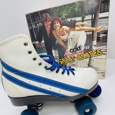 Vintage COLT GREAT SKATES White/Blue Roller Derby High Top Leather Womens Size 9