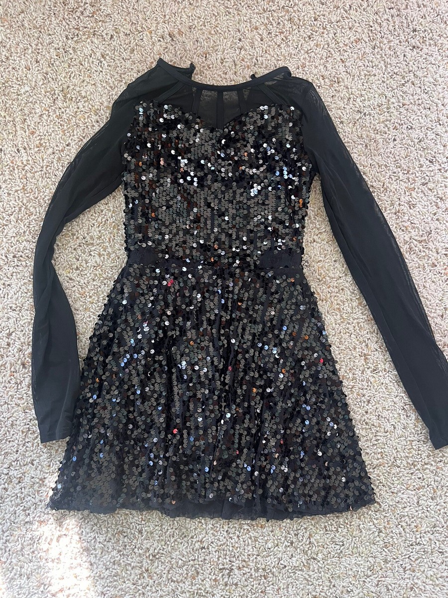 princess polly baby blue dress Weissman ultra sparkle black leotard dress dance acro mesh sleeves