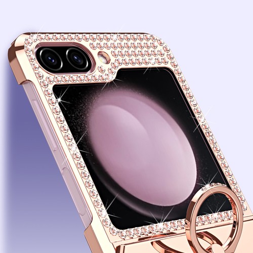 Für Samsung Galaxy Z Flip 5 Diamant Glitzer Ring PU Leder Scharnier Schutzhülle - Bild 11 von 35