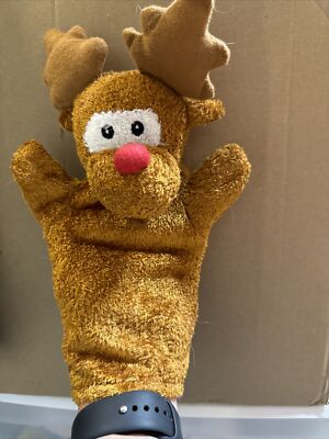 VTG Moose Hand Puppet Plush Red Nose 11'' Tall Greenbriar Intl Imports