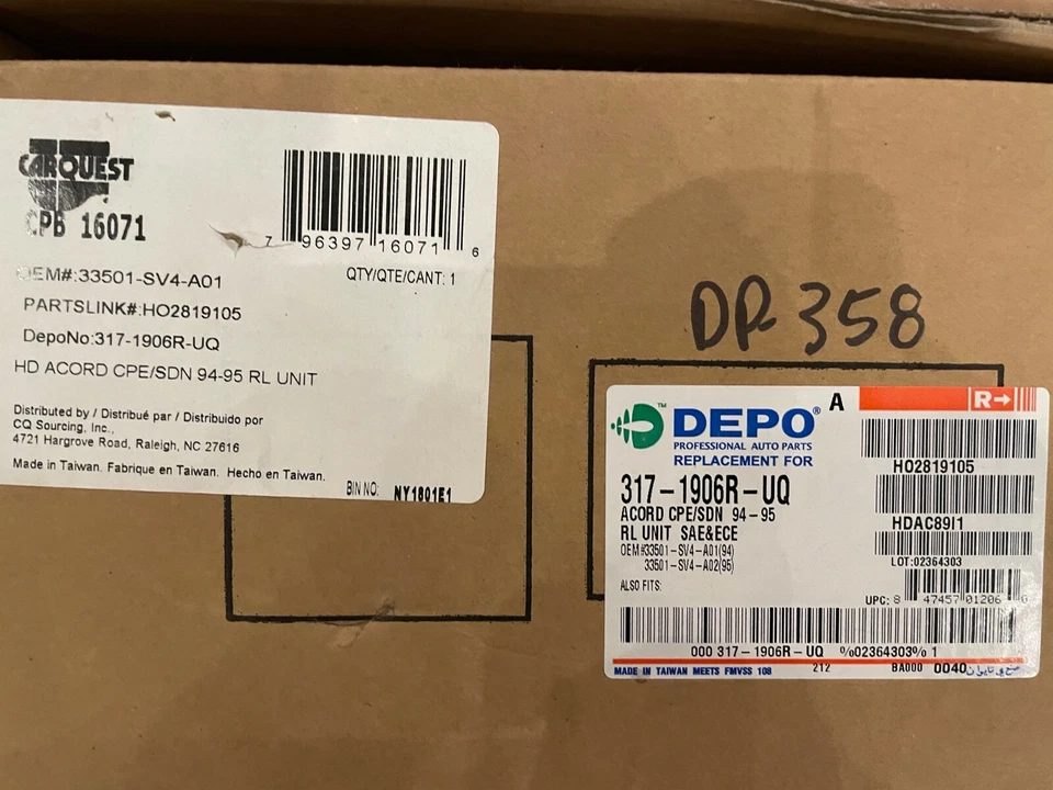 DEPO Tail Light Right RH Passenger fits 1994 1995 Honda Accord Coupe & Sedan - Изображение 3 из 4