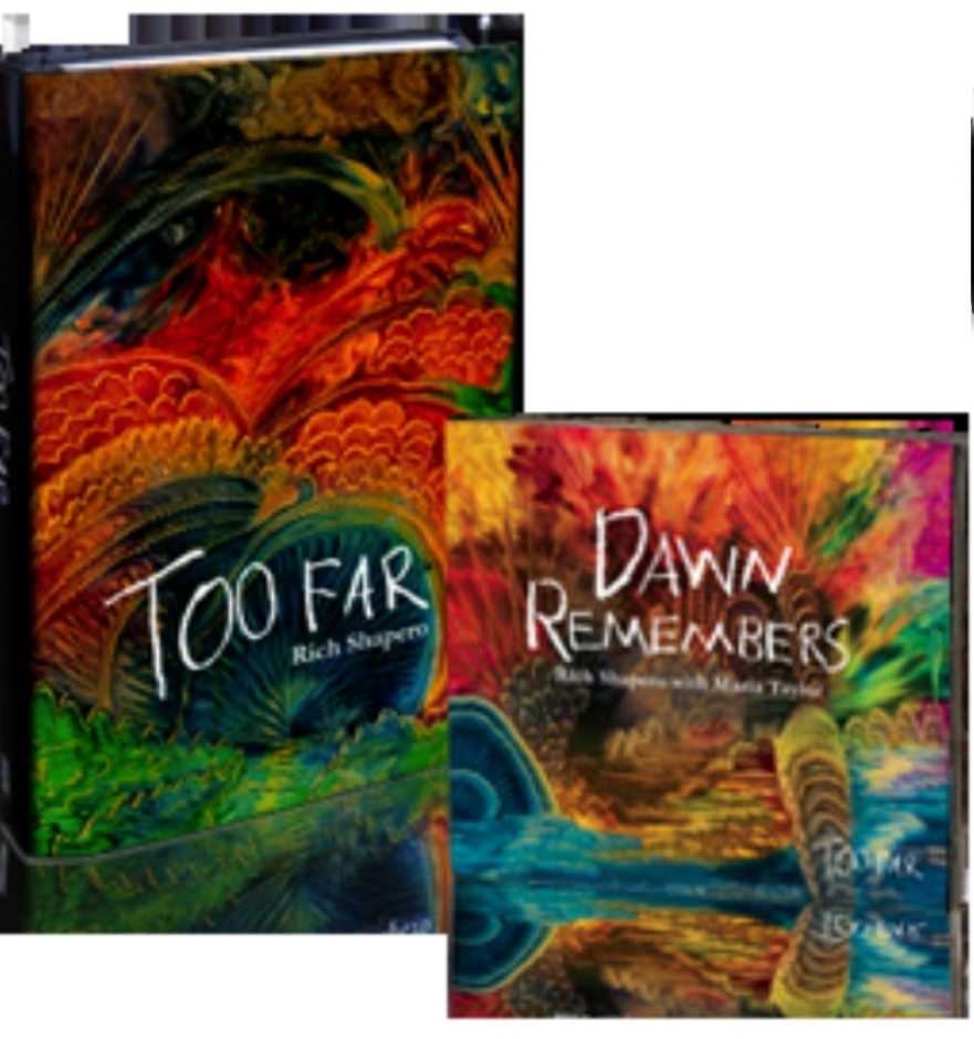 RICH SHAPERO - TOO FAR - PAPERBACK NOVEL +  NEW SEALED CD - DAWN REMEMBERS -