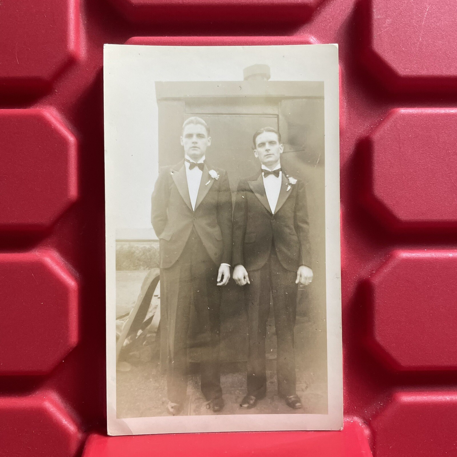 Two Men Standing In Suits 2 3/4 x 4 1/2 Photograph Antique 1930s
