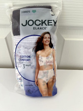 NEW Jockey Elance Womens 3 Pairs Briefs Panties Sz 7 Multicolor 1484 NIP