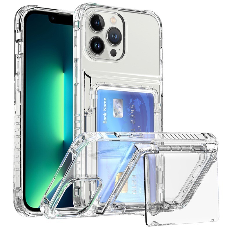 Ultra-Slim Transparent Clear Case with Card Holder for iPhone 16 15 14 13 12 11 Pro Max