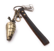 Carrot Carrot Carrot Bronze Leather Keychain Pendant Keychain