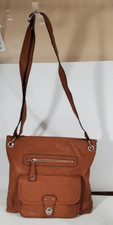 Bueno Brown Leather Shoulder Bag - Zipper Closure - Women's Purses And Bags