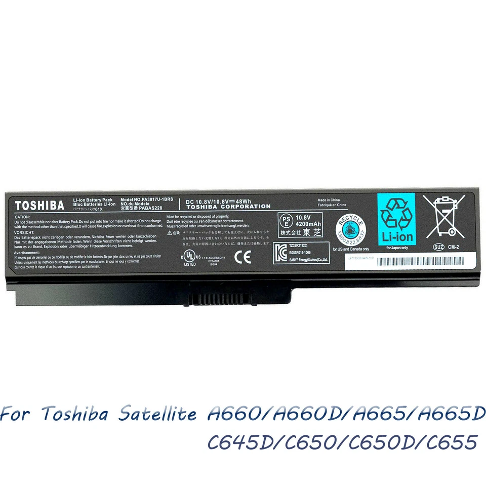 Genuine OEM PA3817U-1BRS Battery for Toshiba Satellite L745 L750 L755 L755D 48Wh - Image 2 of 4