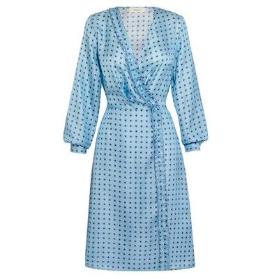 Lisou Wickel Midi Kleid UK14 in Blau UVP 425£