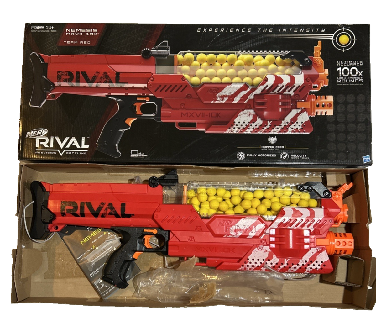 Nerf Rival Nemesis Motorized Blaster MXVII-10K Red, 100 Balls D