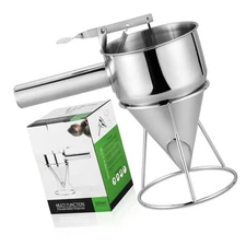 600ML/20OZ Stainless Steel Pancake Batter Dispenser, Piston Funnel Dispenser ...
