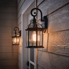 Hampton Bay 2-Pack Wickford 15.4 in. Weathered Bronze Outdoor Wall Light Lantern