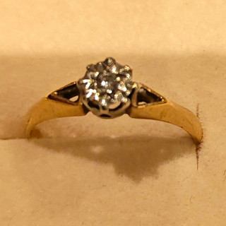 9ct Yellow Gold Round Diamond Solitaire Engagement Ring Size O 2mm Band