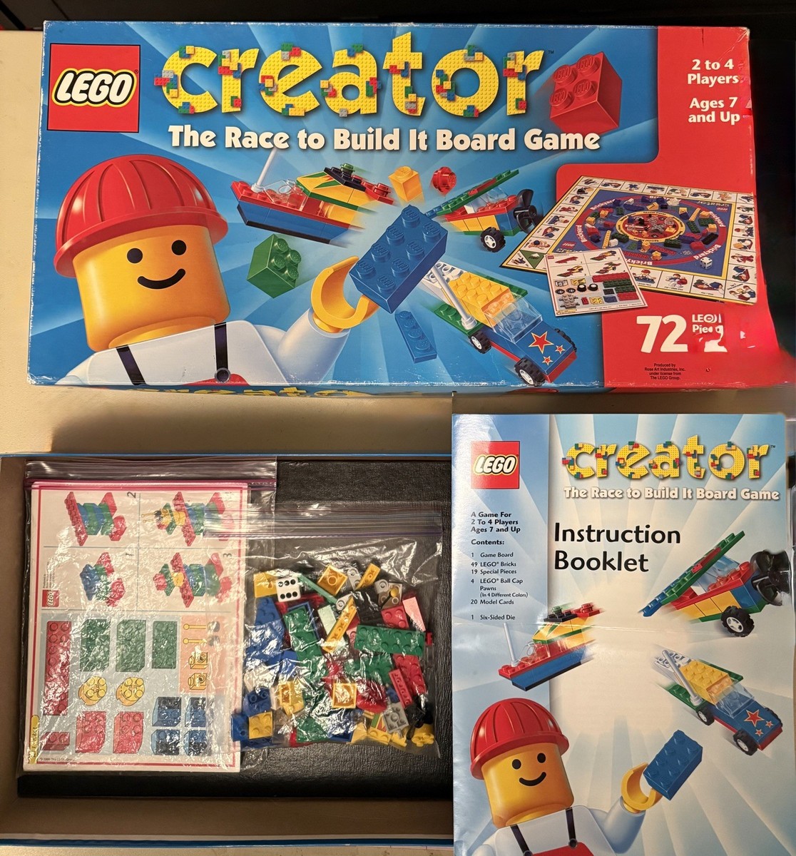 LEGO Creator Race to Build It Board Game 1999 RoseArt Complete
