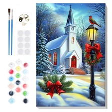 Winter Paint By Numbers For Adults Framed Christmas Church Adults Paint-by-Numbe