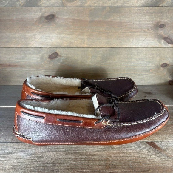 Zapatilla ll bean bisonte doble suela hombre talla 12 marrón cuero piel de oveja forrada Foto 2 de 4