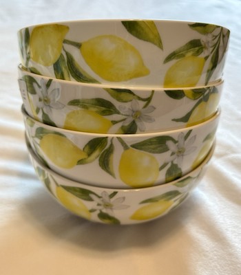 Mikasa Bone China Lemons 6'' Cereal Bowls Set of 4 Brand New