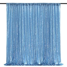 7x7 ft Baby Blue Sequin Backdrop Curtain Glitter Photo Background for Party