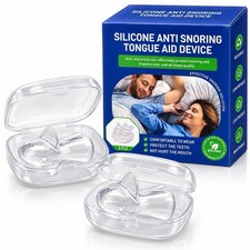2PACK Anti Snoring Tongue Device Silicone Sleep Aid Mouthpiece w/ Storage Case