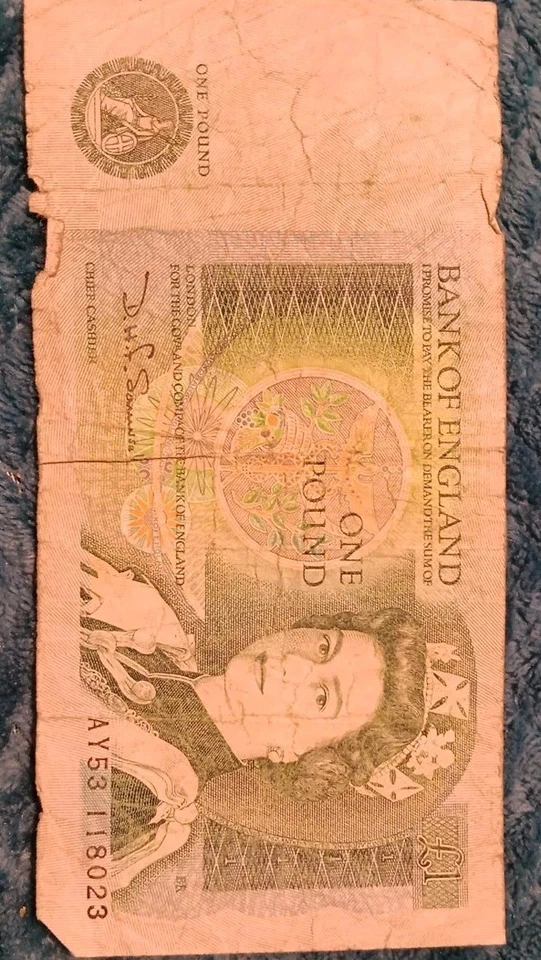 Bank of England - One Pound BANK NOTE - Queen Elizabeth II - Sir Isaac Newton - Image 3 of 4