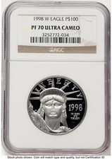 1998-W Proof Platinum Eagle 1 oz Brown Label NGC PF70 3562.00 per troy oz