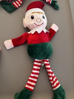 Christmas Soft Plush Doll Red Green White Striped Legs Small