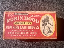 *RARE* Vintage 1910 ROBIN HOOD AMMUNITION Box,.22 Short,SCARCE! Great Condition!