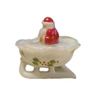 Vintage Christmas Westmoreland Milk Glass Santa On Sleigh Hand Painted Signed