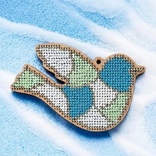 DIY Bead embroidery kit on wood X-mas decoration Pigeon Craft gift