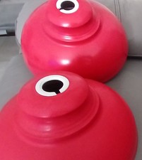 Two Red industrial looking Lightshades