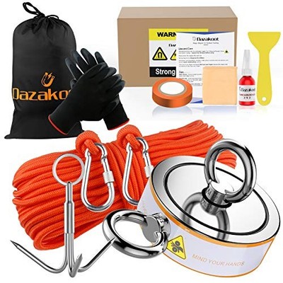 2600 lbs  Double Sided Magnet Fishing Kit with Case and 2600LBS+grappling hook
