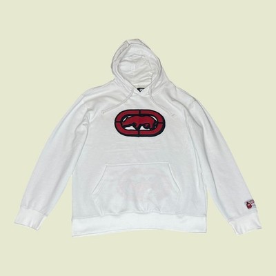 NWT Ecko Unltd Mens White Red Rhino Logo Pullover Hoodie LARGE Y2K Streetwear