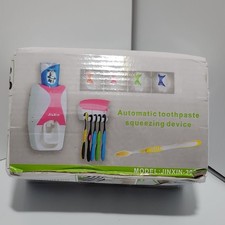 JiuXin Toothpaste Dispenser Toothbrush Holder Wall Mounted Adhesive JINXIN-30