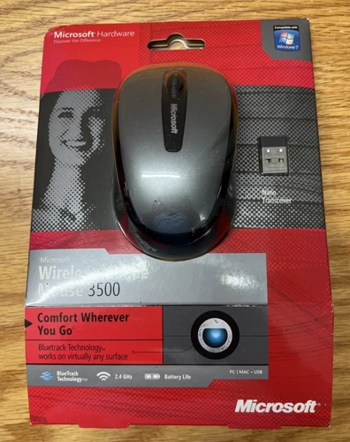 Microsoft 3500 (GMF00010) BlueTrack Wireless Mouse - Grey