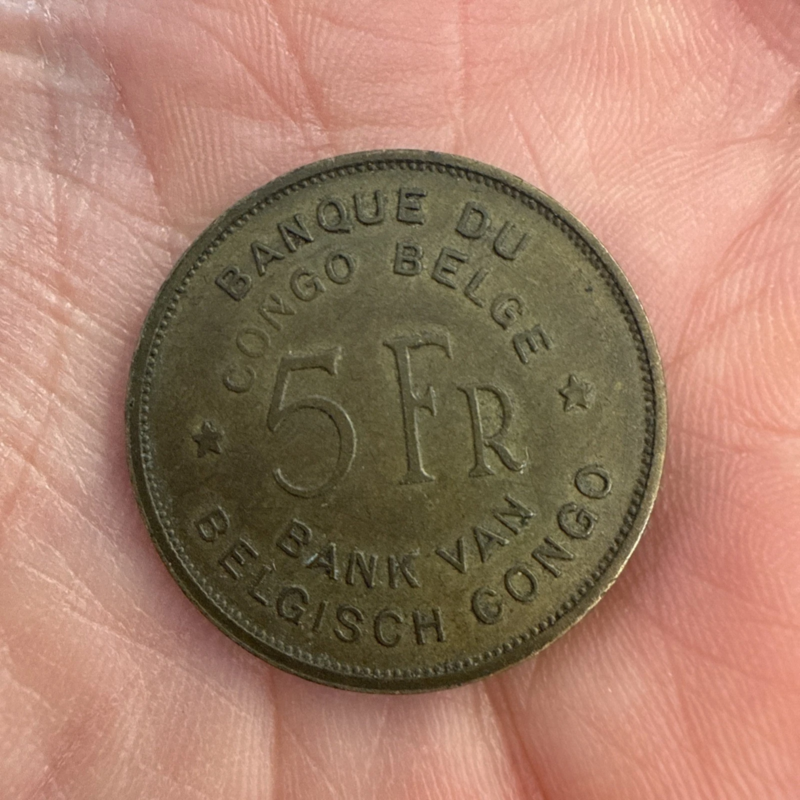 Monnaie 5 Franc Banque Du Congo Belge 1947