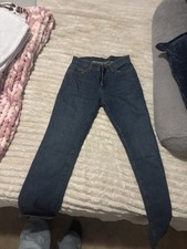 Blue Denim Straight Leg Jeans Cotton Medium Wash 5-Pocket Women's Regular