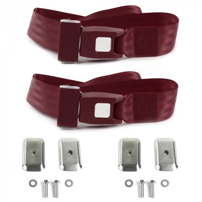 Dodge C Truck 1954-1960 Standard 2pt Burgandy Lap Bucket Seat Belt Kit w/ Bracke