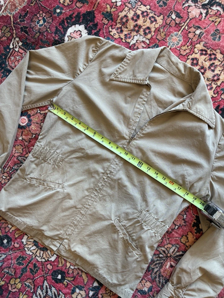 复古 50 年代 60 年代野生动物园夹克斜纹卡其色 Conmar 拉链轻便狩猎夹克 M — 第 4/4 张图片