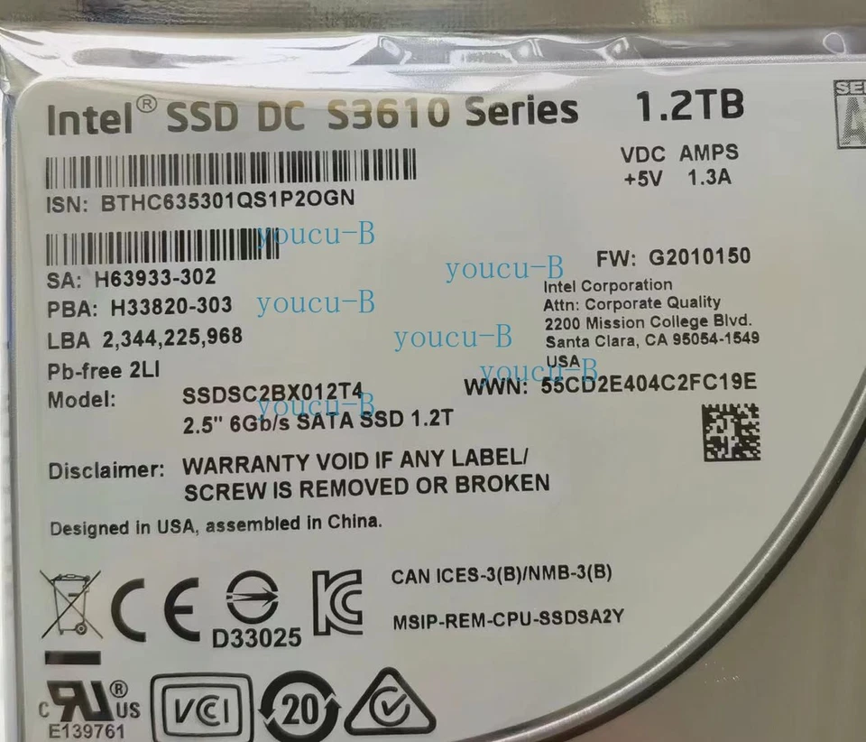 1.2TB Intel S3610 Series SSD Enterprise 2.5" SSDSC2BX012T4 MLC SATA FW:G2010150 - Image 2 of 2
