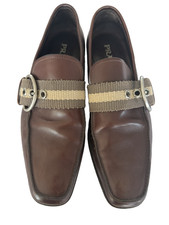 Vintage PRADA 0943 Brown Leather Monk Strap Loafers Men’s 10 (Fits US 11) Y2K