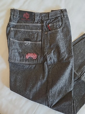 South Pole Black Red Tab Denim Jeans Size 34 Loose Y2K Grunge Emo Wide southpole