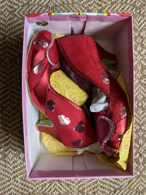 New IRREGULAR CHOICE 43 11 Lights Up Heart On Your Sleeve High Heels Pink Red