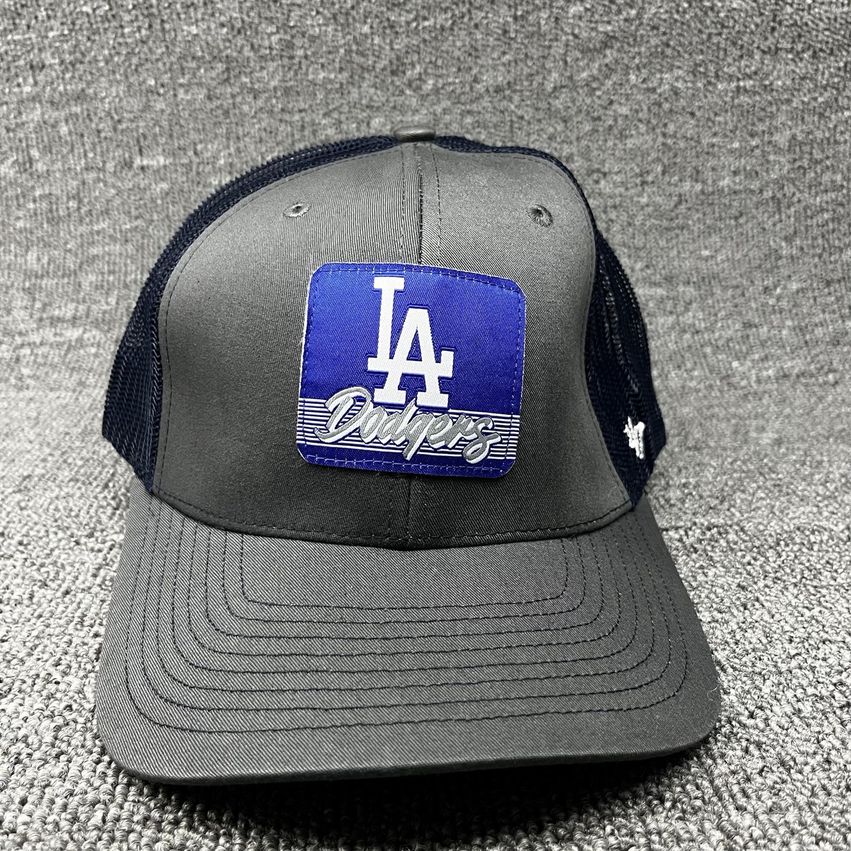 47 Brand Los Angeles Dodgers Trucker Hat Gray Navy Mesh Snapback LA Patch Cap